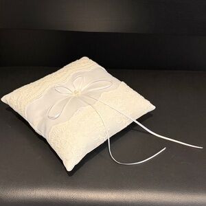 Elegant White Lace Ring Bearer Pillow